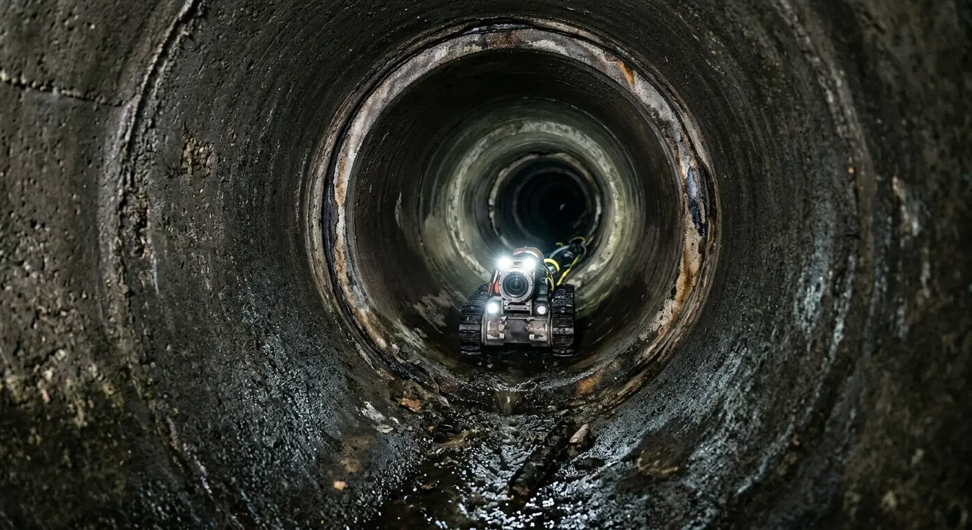 Robotic sewer camera inspecting pipe interior for Drain Snake Service in Alpena
